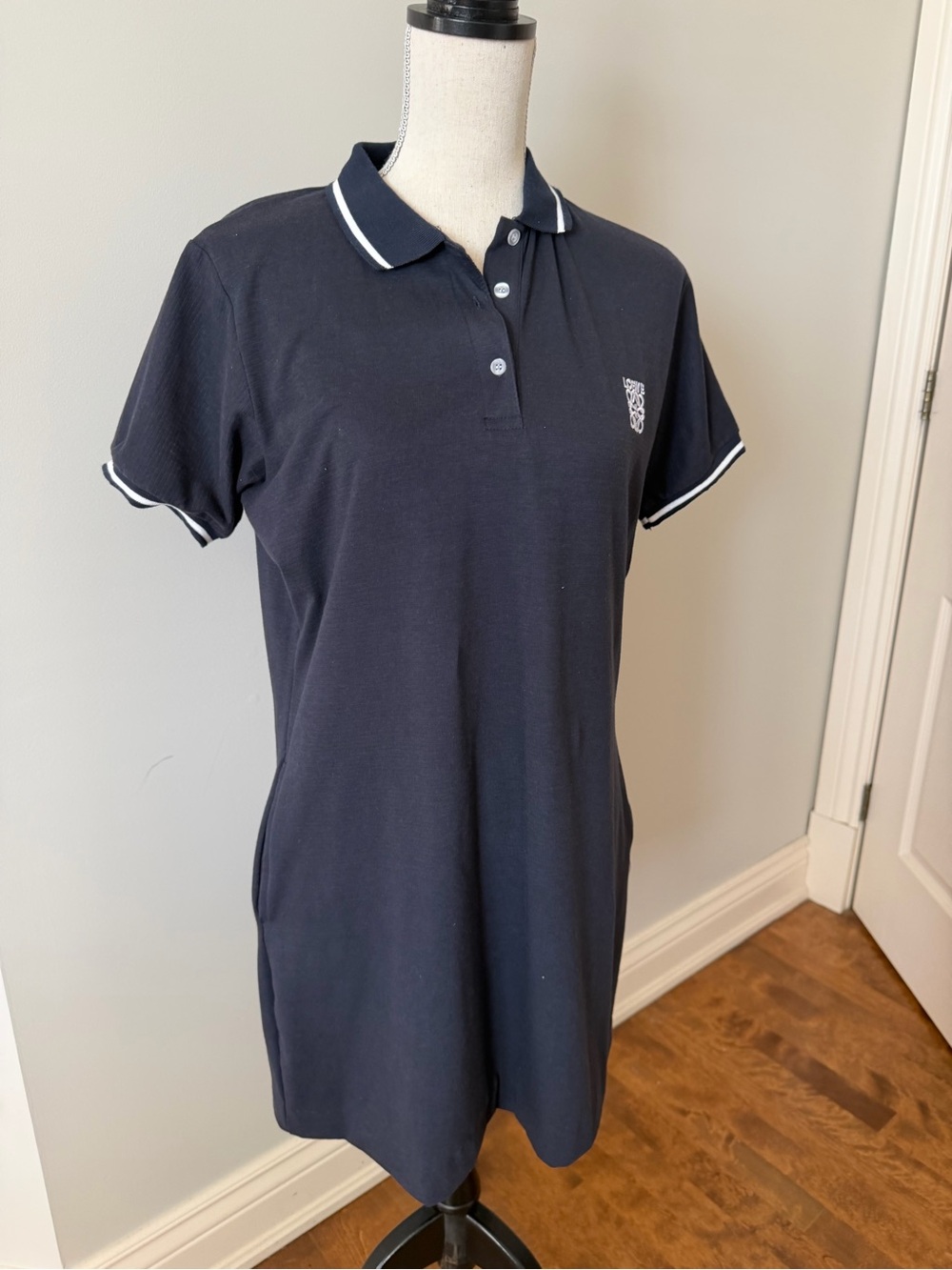 Loewe Navy Polo Dress with White Trim